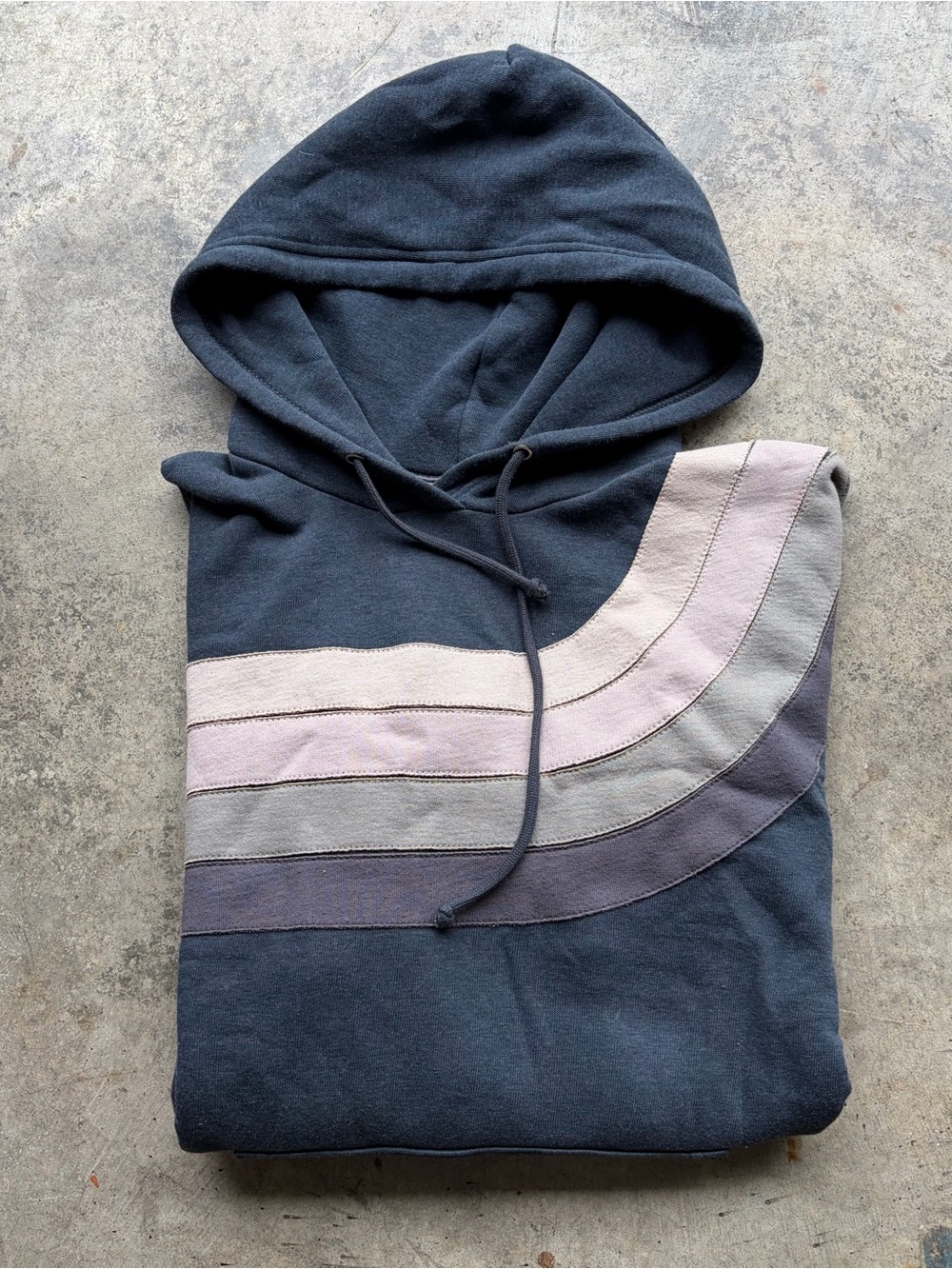 Aviator Nation Hoodie Gray Fleece Rainbow 4 Stripe Made In USA